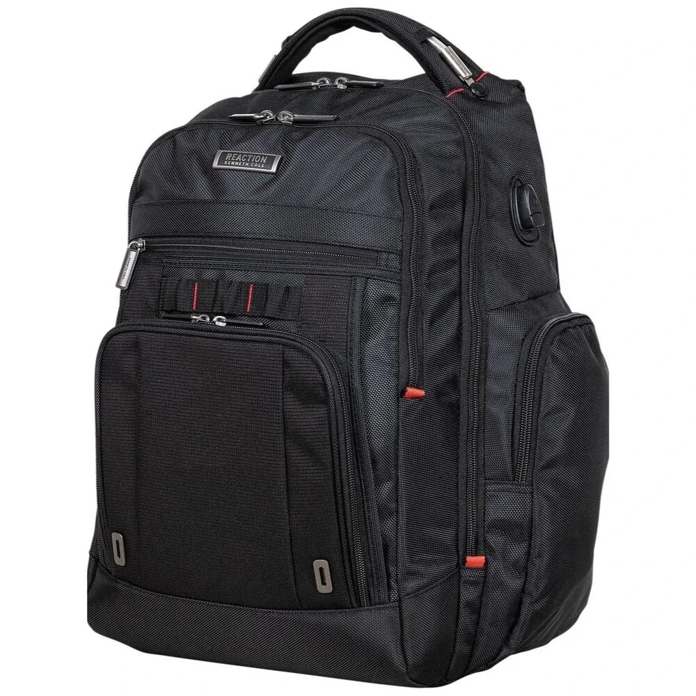 Kenneth Cole Reaction Black Backpack with Red Accents, travel bag